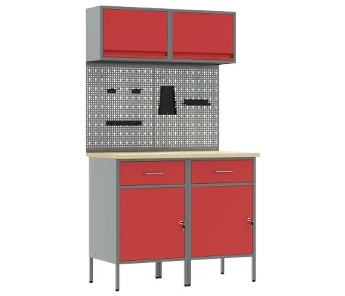 Darba Skapju Komplekts Ar Atvilktni Ar Plauktu 6 Pcs Sarkana Vidaxl