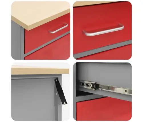 Töökappide Komplekt Sahtliga Riiuliga Lukuga 5 Pcs Punane