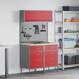 Darba Skapju Komplekts Ar Atvilktni Ar Plauktu 5 Pcs Sarkana Vidaxl