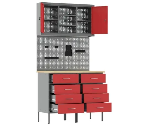 Töökappide Komplekt Sahtliga Riiuliga Lukuga 5 Pcs Punane