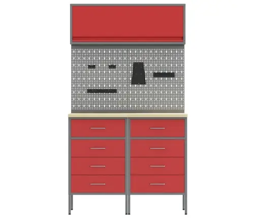 Darba Skapju Komplekts Ar Atvilktni Ar Plauktu 5 Pcs Sarkana Vidaxl