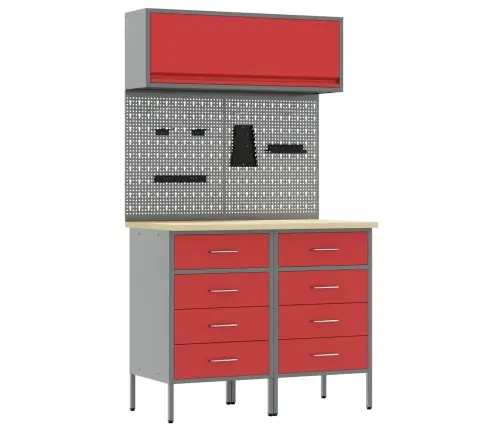 Darba Skapju Komplekts Ar Atvilktni Ar Plauktu 5 Pcs Sarkana Vidaxl