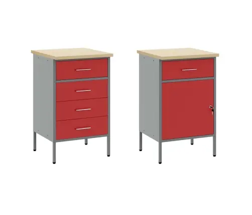 Darbagalds Ar Atvilktni 5 Pcs Sarkana 100 X 55 X 200 Cm Tērauds Vidaxl