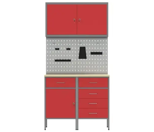 Darbagalds Ar Atvilktni 5 Pcs Sarkana 100 X 55 X 200 Cm Tērauds Vidaxl