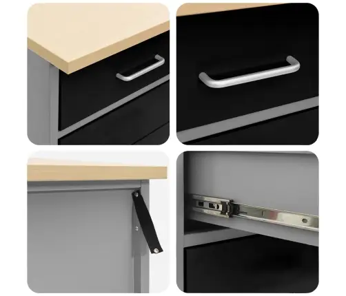 Darba Skapju Komplekts Ar Atvilktni Ar Plauktu 5 Pcs Melna Vidaxl