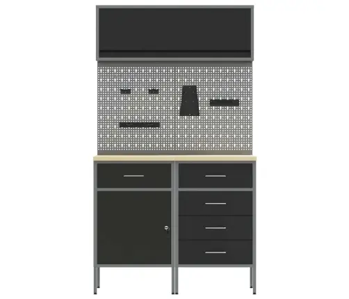 Darba Skapju Komplekts Ar Atvilktni Ar Plauktu 5 Pcs Melna Vidaxl