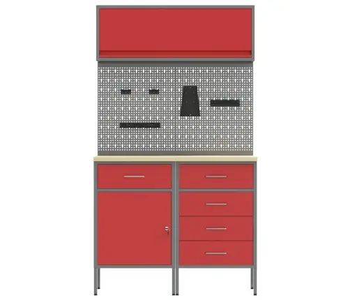 Darba Skapju Komplekts Ar Atvilktni Ar Plauktu 5 Pcs Sarkana Vidaxl