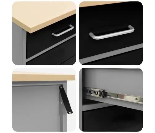 Töökappide Komplekt Sahtliga Ladustamisega Lukuga 8 Pcs Must