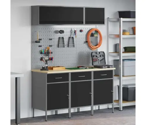 Töökappide Komplekt Sahtliga Ladustamisega Lukuga 8 Pcs Must