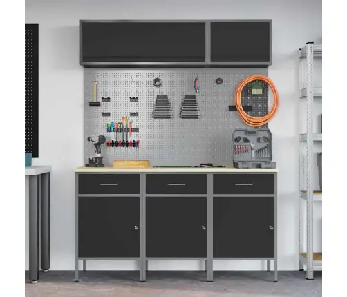 Töökappide Komplekt Sahtliga Ladustamisega Lukuga 8 Pcs Must