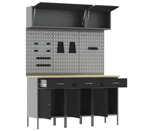 Töökappide Komplekt Sahtliga Ladustamisega Lukuga 8 Pcs Must