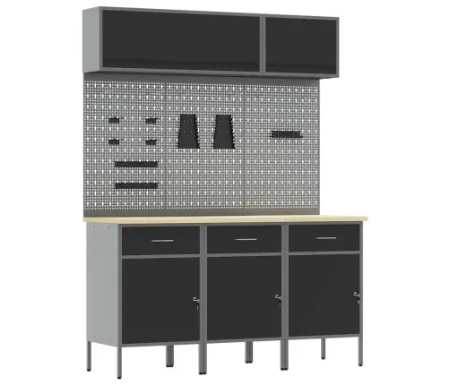 Töökappide Komplekt Sahtliga Ladustamisega Lukuga 8 Pcs Must