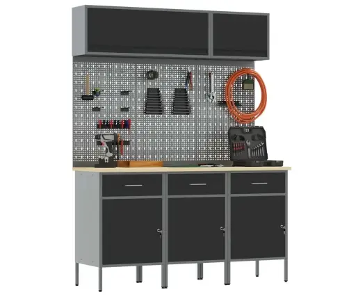 Töökappide Komplekt Sahtliga Ladustamisega Lukuga 8 Pcs Must