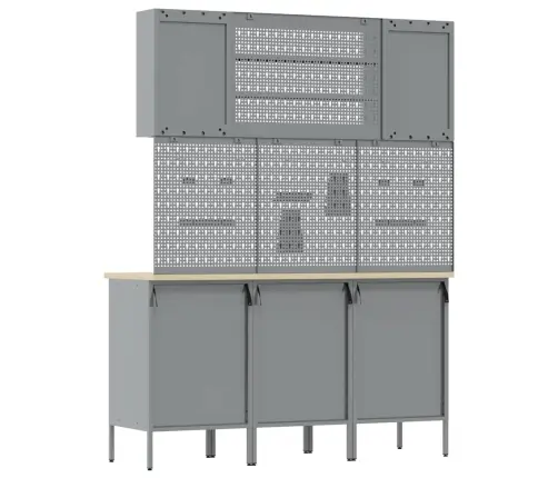 Töökapp Sahtliga Riiuliga 7 Pcs Must Töödeldud Puit Ja Teras