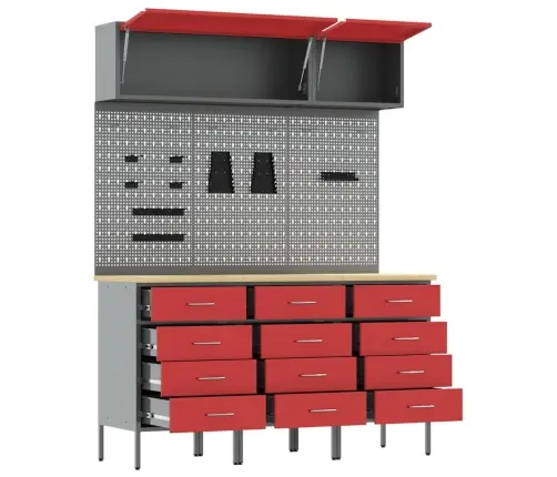 Darba Skapju Komplekts Ar Atvilktni 8 Pcs Sarkana Vidaxl