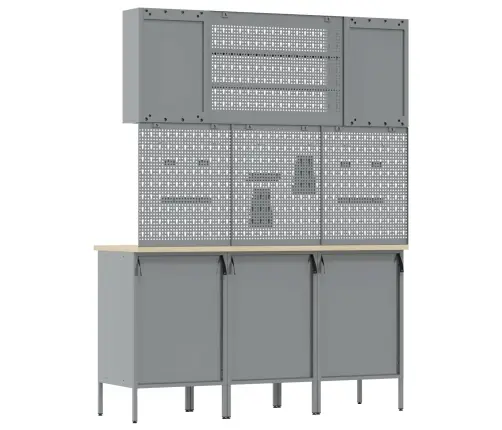 Darbagalds Ar Atvilktni 7 Pcs Melna 150 X 55 X 200 Cm Tērauds Vidaxl