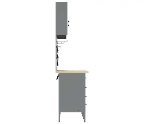 Darbagalds Ar Atvilktni 7 Pcs Melna 150 X 55 X 200 Cm Tērauds Vidaxl