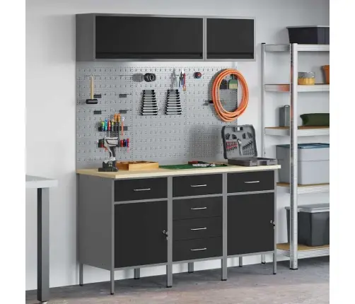 Töökappide Komplekt Sahtliga Ladustamisega Lukuga 8 Pcs Must