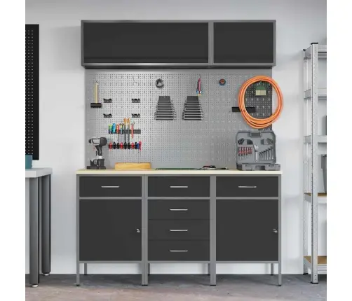 Töökappide Komplekt Sahtliga Ladustamisega Lukuga 8 Pcs Must