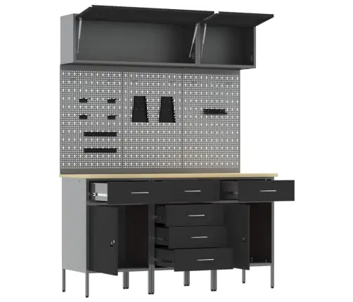 Töökappide Komplekt Sahtliga Ladustamisega Lukuga 8 Pcs Must