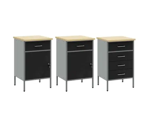 Töökappide Komplekt Sahtliga Ladustamisega Lukuga 8 Pcs Must