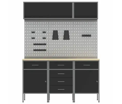 Töökappide Komplekt Sahtliga Ladustamisega Lukuga 8 Pcs Must