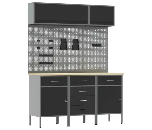 Töökappide Komplekt Sahtliga Ladustamisega Lukuga 8 Pcs Must