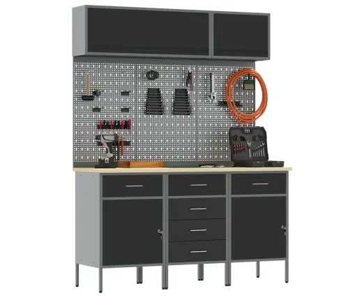 Töökappide Komplekt Sahtliga Ladustamisega Lukuga 8 Pcs Must