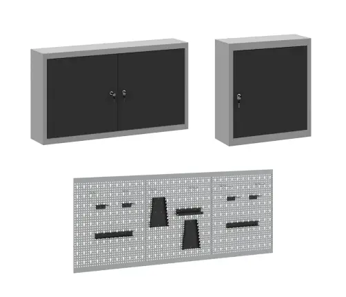 Darbo Spinta 8 Pcs Juoda Inžinerinė Mediena Ir Plienas