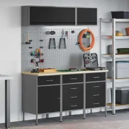 Darbo Spintos Rinkinys Su Stalčių Su Saugykla 8 Pcs Juoda