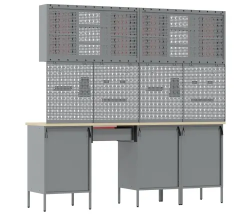 Darbagalds Ar Atvilktni 8 Pcs Sarkana 150 X 55 X 200 Cm Tērauds Vidaxl