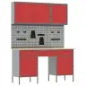 Darbagalds Ar Atvilktni 8 Pcs Sarkana 150 X 55 X 200 Cm Tērauds Vidaxl