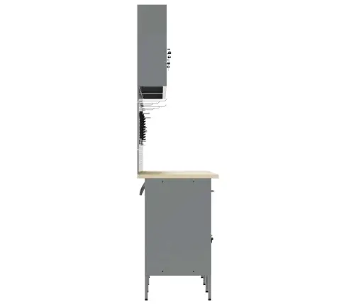 Darbagalds Ar Atvilktni 7 Pcs Melna 150 X 55 X 200 Cm Tērauds Vidaxl