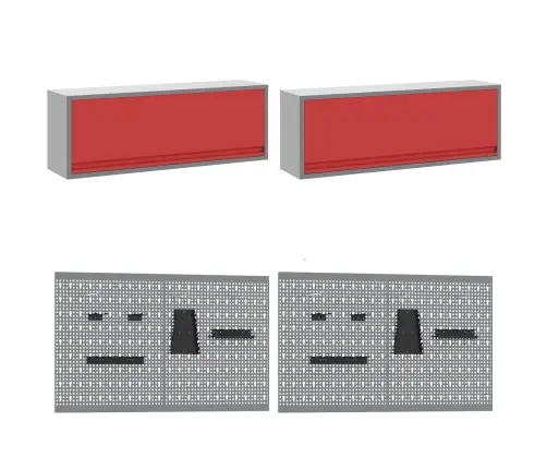 Darbagalds Ar Atvilktni 7 Pcs Sarkana 150 X 55 X 200 Cm Tērauds Vidaxl