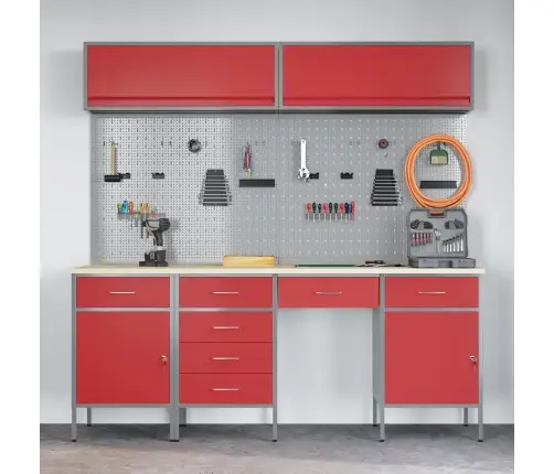 Darba Skapju Komplekts Ar Atvilktni Ar Uzglabāšanu 8 Pcs Melna Vidaxl