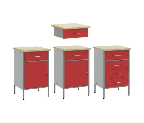 Darba Skapju Komplekts Ar Atvilktni Ar Uzglabāšanu 8 Pcs Melna Vidaxl