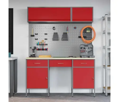 Darbo Spintos Rinkinys Su Stalčių Su Saugykla 8 Pcs Raudona