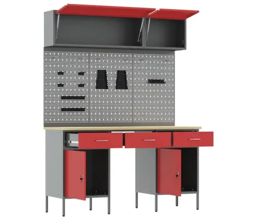 Darbo Spintos Rinkinys Su Stalčių Su Saugykla 8 Pcs Raudona