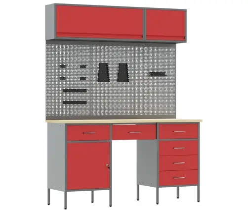 Darbo Spintos Rinkinys Su Stalčių Su Saugykla 8 Pcs Raudona