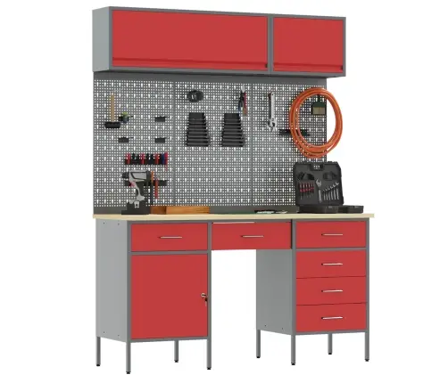 Darba Skapis Ar Atvilktni 7 Pcs Melna 150 X 55 X 200 Cm Vidaxl