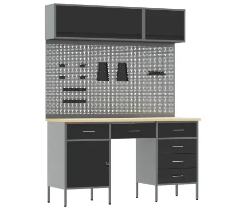 Töökappide Komplekt Sahtliga Ladustamisega Lukuga 8 Pcs Must