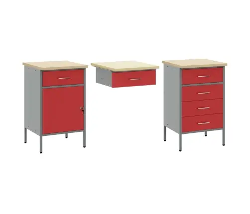 Darbo Spintos Rinkinys Su Stalčių Su Saugykla 8 Pcs Raudona