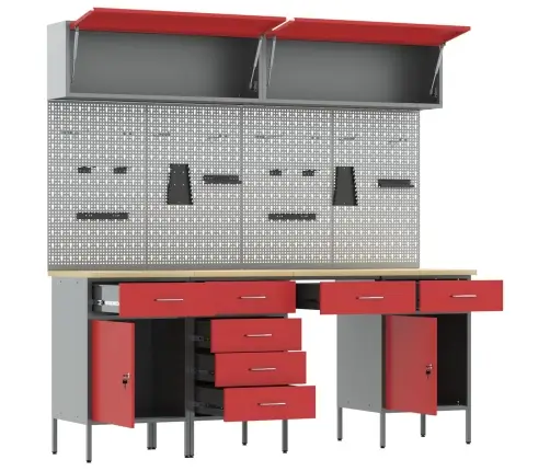 Darbagalds Ar Slēdzeni 10 Pcs Sarkana 200 X 55 X 200 Cm Tērauds Vidaxl