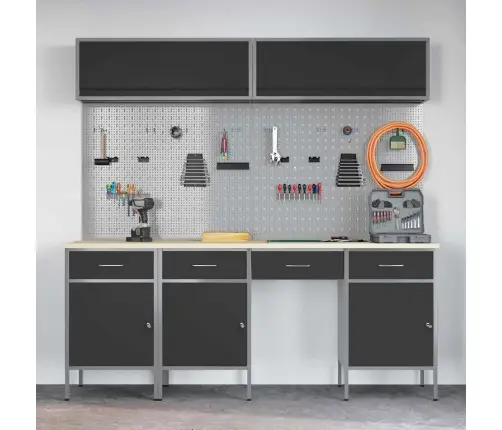 Darba Skapju Komplekts Ar Atvilktni Ar Uzglabāšanu 10 Pcs Melna Vidaxl