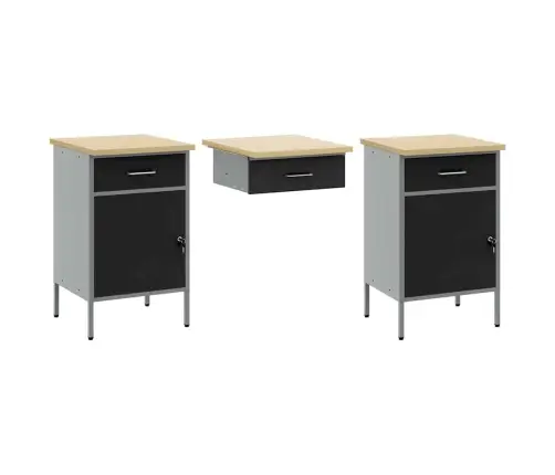 Darba Skapju Komplekts Ar Atvilktni Ar Uzglabāšanu 10 Pcs Melna Vidaxl