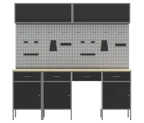 Darba Skapju Komplekts Ar Atvilktni Ar Uzglabāšanu 10 Pcs Melna Vidaxl