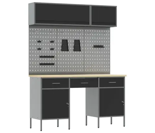 Darbagalds Ar Atvilktni 10 Pcs Melna 200 X 55 X 200 Cm Tērauds Vidaxl