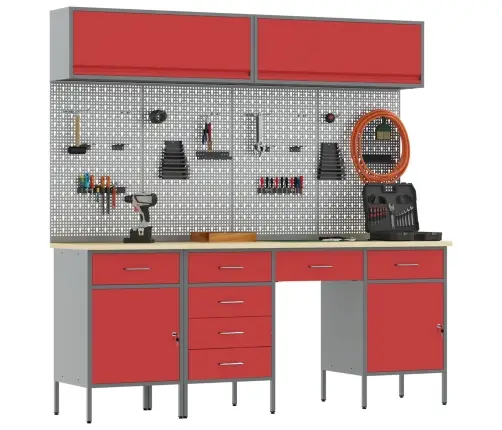 Darba Skapju Komplekts Ar Atvilktni Ar Uzglabāšanu 10 Pcs Melna Vidaxl