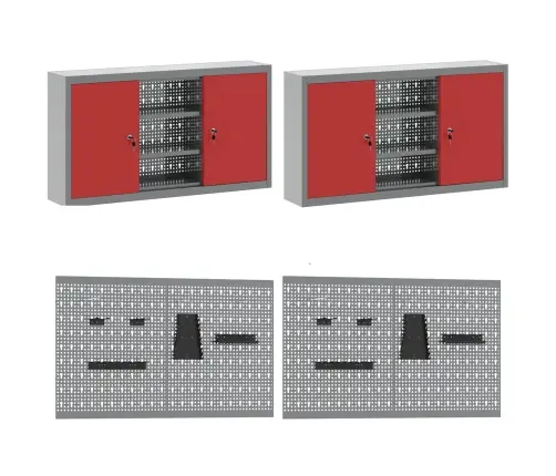 Darba Skapis Ar Atvilktni 10 Pcs Sarkana 200 X 55 X 200 Cm Vidaxl