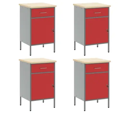 Darba Skapis Ar Atvilktni 10 Pcs Sarkana 200 X 55 X 200 Cm Vidaxl